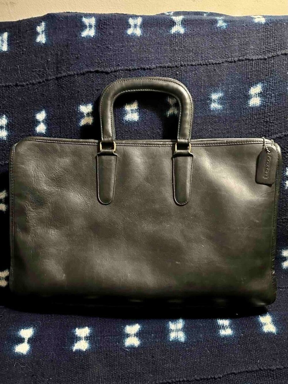 Vintage COACH NYC briefcasefolio #5050 black Leather Rare Bonnie Cashin brass Lg
